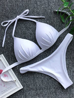 2025 Halter Bra Cup Bikini Women Swimsuit Female Push Up Swimwear Two Pieces Bikini set Brazilian Bather Bathing Suit Swim Lady
