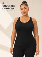 Women's Plus Size Wireless Seamless Bra Tank Top with Removable Pads Wide Straps Ribbed Breathable Thermal Warm Vest for Sports