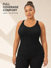 Women's Plus Size Wireless Seamless Bra Tank Top with Removable Pads Wide Straps Ribbed Breathable Thermal Warm Vest for Sports