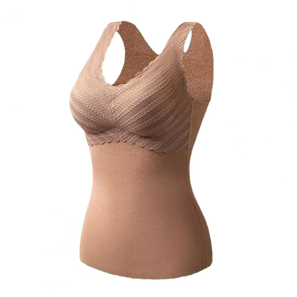Seamless Velvet Lining Thermal Vest V-Neck Sleeveless Chest Pad Underwear Vest Autumn Winter Warm Bottom Vest