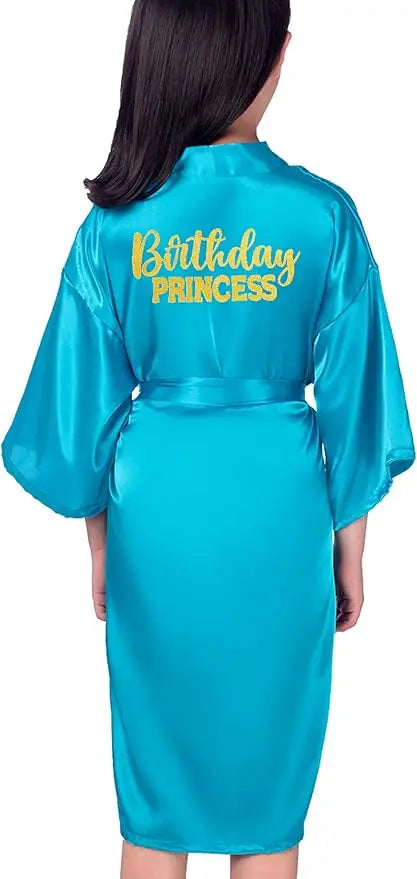 Birthday Squad Birthday Girl Princess Robe Spa Robes for Girls Party Satin Silk Kimono Robes Party Supplies
