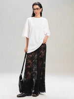 Sexy High Waist Black Lace Skirts for Women 2026 Summer See-through Long Maxi Skirt Female Hollow Out Slim Holiday Party Dress