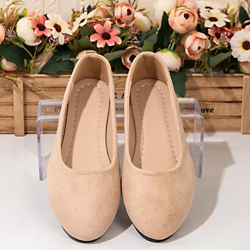 Women Suede Loafers Flat Heel Shallow Female Shoes Spring Summer Square Toe Basic Concise Women Pumps