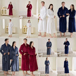 Couple Plus Size Winter Bathrobe Thick Coral Fleece Long Robe Soft Flannel Kimono Gown Loose Home Sleepwear Loungewear