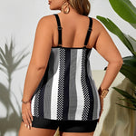 2026 Large Plus Size Tankini High Waist Swimsuit Women Strappy Striped Swimwear Female Bathers Bathing Swimming Swim Suit4XL