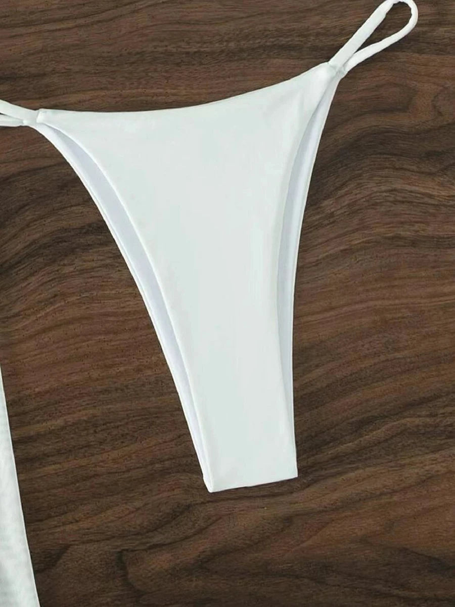 3 Piece Halter String Bikini 2026 Hollow Out Swimsuit Women Padded Swimwear Female Bathers Bathing Swimming Swim Suit Beachwear