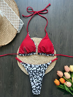 Leopard Halter Scrunch Butt Mini Micro Thong Bikini Women Swimwear Female Swimsuit Two-pieces Bikini Set Bathing Suit Swim Lady