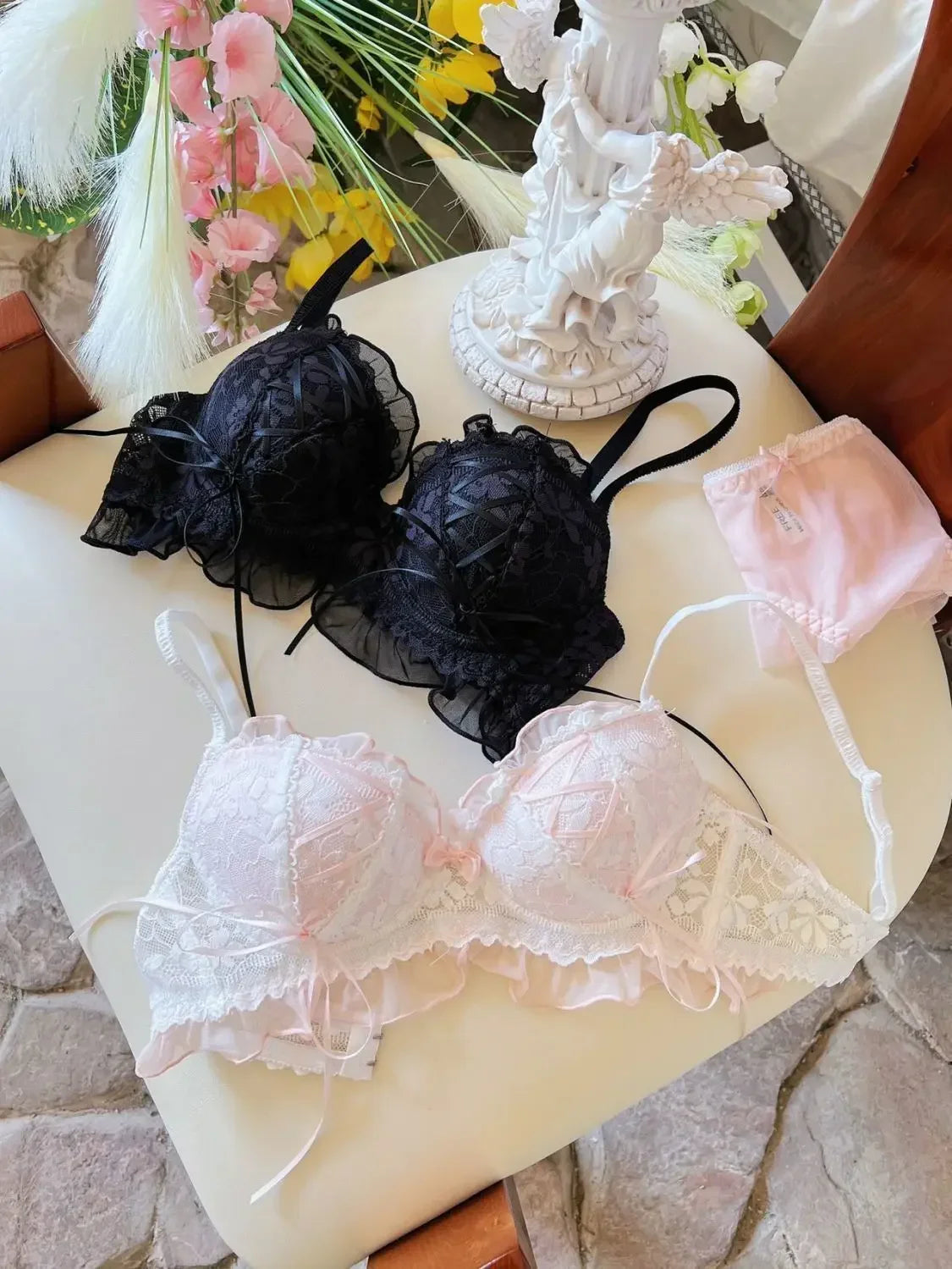 Japanese Style Lolita Princess Wind Lace Lace Lingerie Design for Girls Push-up Bra Women UnderwearPush Up Bra