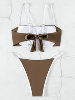 Splicing Mini Micro Thong Bikini Female Swimsuit Women Bandeau Swimwear Two-pieces Bikini Set Brazilian Bather Bathing Suit Swim