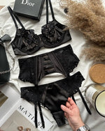 Toucheart 3 Piece Set Sexy Underwear Set For Women Mesh See-Through Lace Thin Sling Bra Set With Girdle Sexy Lingerie Suit New