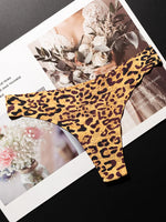 Ice Silk Leopard Women Panties Sexy G String Thong Seamless Underwear T Back Candy Color Girls Briefs Underpants Plus Size M-XXL