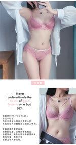 Sexy Lace Bra Set Large Breasts Ultra Thin Full Coverage Push Up Effect Big Cup Supporr Detachable Straps Pure Sensual Underwear