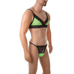 European and American men's sexy lace bra and panties temptation suit transvestite suit