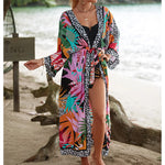 13 Colors Printed With Belt Crochet Knitted Tunic Beach Dress Beach Wear Beachwear Beach Cover Up Cover-upsFemale Women V7201