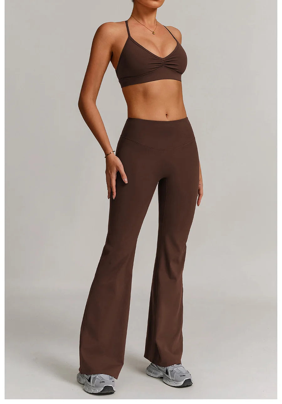 Women 2PCS Yoga Suit Sports Gym Set Tracksuit Workout Long Sleeve Shirt Fitness Flared leggings Short sleeve shorts running suit