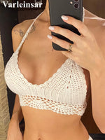 S - XL 9 Colors Crochet Knitted Bikini Top Female Swimsuit Women Swimwear Bather Bathing Suit Swim Hollow Out Beach Top V4194