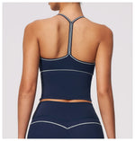 Summer Back I Shaped Sports Bra Sexy Deep V Neck Contrast Color Slimming Yoga Tank Top Outdoor Workout Fitness Gym Running Vest