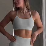 Backless Sports Bra Women Padded Yoga Bra Gym Top High Support Seamless Yoga Tank Top Fitness Crop Top Workout Running Underwear