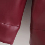 Burgundy Leather Wide Leg Shorts For Women High Waist With Pockets Stylish Daily Simple Casual Leather Button Zipper Shorts GQ6I