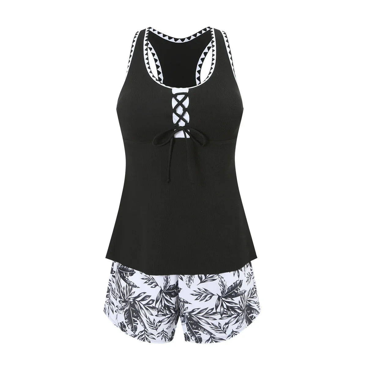 Women's Bathing Suit Two Pieces Tankini Set Summer Sexy Beach Wear High Waisted Print Shorts Swimwear Raceback Women Swimsuit