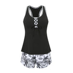 Women's Bathing Suit Two Pieces Tankini Set Summer Sexy Beach Wear High Waisted Print Shorts Swimwear Raceback Women Swimsuit