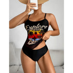 Summer Swimwear for Women Tankini Sets Swimsuit Vintage Padded Mesh Bathing Suit Print Beachwear Female Women's Swim Wear 2025