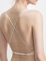 Women‘s lace bralette wireless push-up bra U back sexy Lingerie Deep V bra sexy backless invisible underwear with crossed back