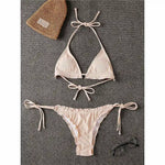 Ruffled Frilled Brazilian Bikini Women Swimwear Two-Pieces Bikini Set Female Swimsuit Halter Bather Bathing Suit Swim Lady V2817