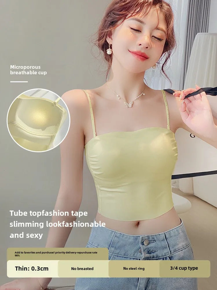 MOYISU Beautiful Back Strap Underwear Women's Big Chest Small Chest Gathering Without Trace Chest Thin Summer Vest Wear Bra