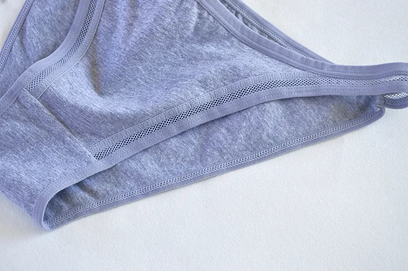 5Pcs/Set Cotton Panties Women Low Rise Briefs Solid Color Underwear Comfort Breathable Underpants M-XL Sexy Lingerie