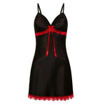 Lace Silk Satin Nightdress Women Sleepwear Lingerie Sleeveless Straps Mini Dress with Panties Nighties Nightgown