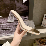 Summer Women Pumps Sandals PVC Jelly Slippers Open Toe High Heels Women Transparent Perspex Slippers Shoes Heel Clear Sandals