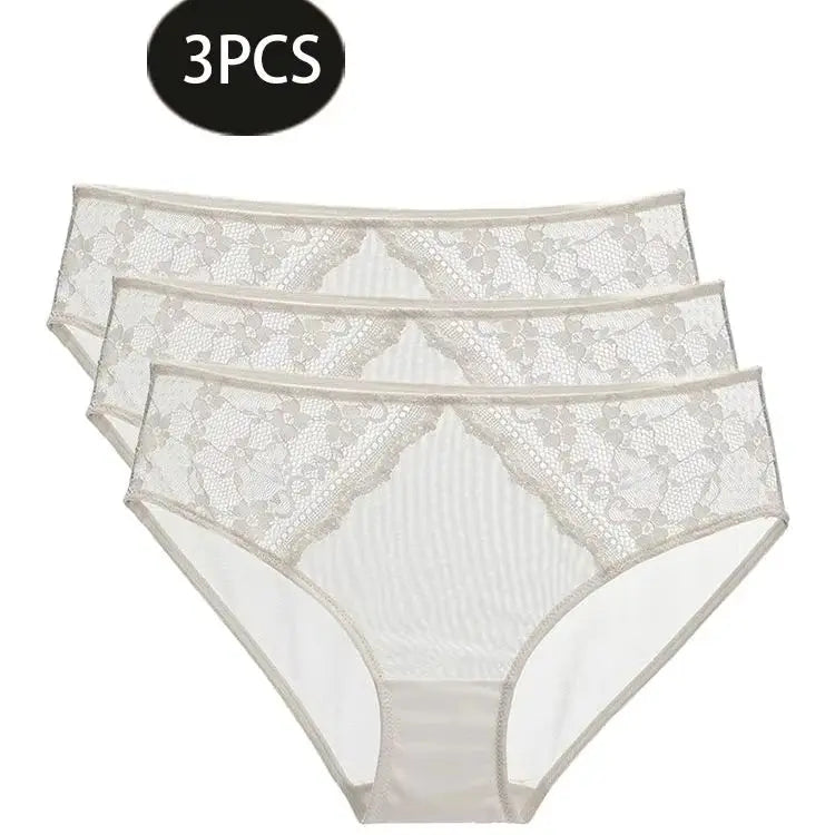 Sexy Underwear, Ultra-Thin Breathable Hollow Lace Underwear, Pure Cotton Crotch, Low-Waist Butt-Lifting Women's Briefs