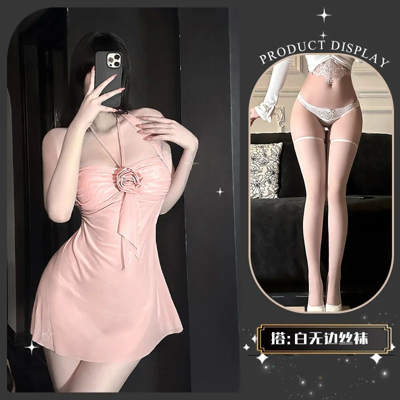 Strap Sexy Dress Pure Desire Women's High-End Sensual Nightdress Seductive Transparent Nightclub Dress Elegant For Woman 22JO