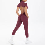 Women's Seamless Yoga Jumpsuits Sports Fitness Zipper Open Beauty Back Hip-lifting One-Piece Running Training Workout Bodysuits