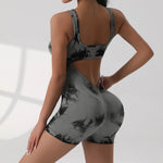 Women Short Sports Jumpsuit Sleeveless Sexy Backless Yoga Clothes Workout Cycling One-piece Suit Outdoor Recreation Bodysuits