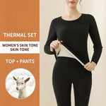 Wool Silk Thermal Underwear Set Double-sided Cashmere Long Velvet Fleece Plus Cashmere Thick Autumn Winter for Men Women Warm Un