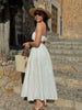 Foridol Solid White A-line Long Skirt Spring Summer Women Elegant Pleated Skirt Bottoms 2025 High Waist Female Faldas Mujer