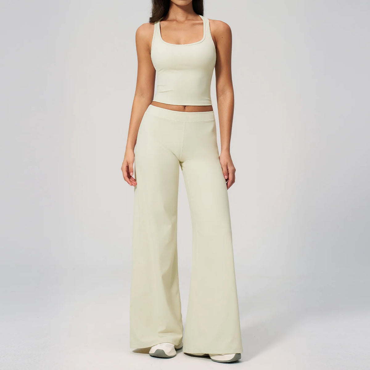 Women's Summer Two Piece Yoga Sets Slimming Sports Tank Top Lifted Buttocks High Waist Flare Pants Gym Fitness Suits Tracksuit