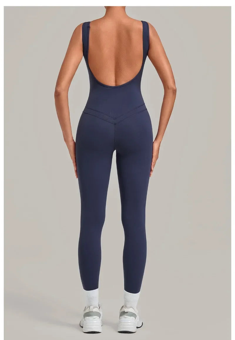 Women's Seamless Yoga Jumpsuits Fitness Sports Hip-lifting Beauty Back Sleeveless One-Piece Training Workout Running Bodysuits