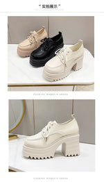 Spring Women Pumps Black Loafers Chunky 10CM High Heels High Platform British Autumn Ladies Thick Bottoms Shoes 2026 New