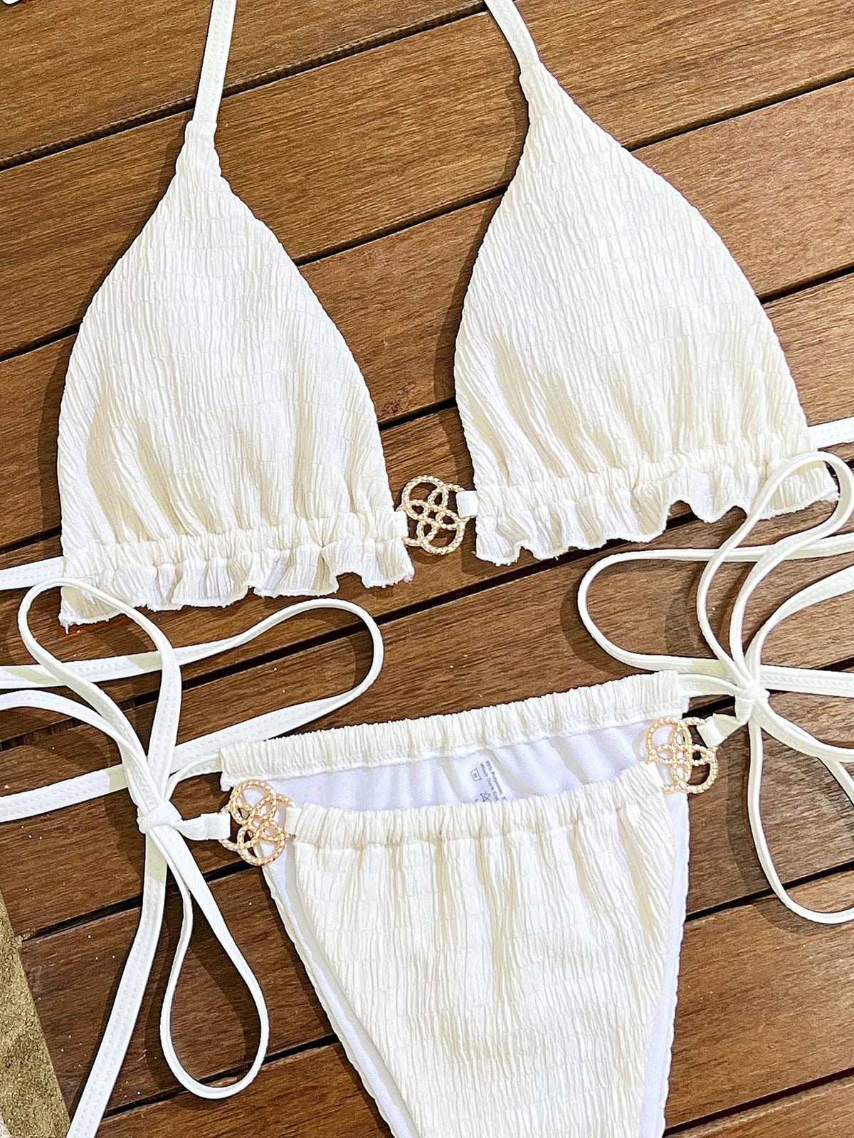 DEKA Brazilian SHalter Frill Bikini Women Lace-up Swimsuit Female Ribbed Swimwear Bikini set Bathing Suit