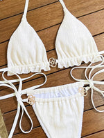 DEKA Brazilian SHalter Frill Bikini Women Lace-up Swimsuit Female Ribbed Swimwear Bikini set Bathing Suit