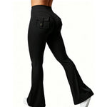 STOUREG Women Wide Leg High Stretch Yoga Leggings Naked Feeling Compression Fitness Workwear with Pockets Yoga Pant