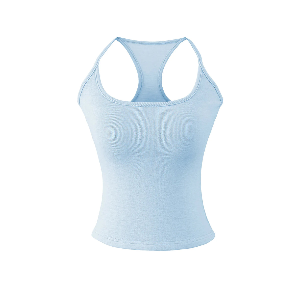 Early Spring New Style Hot Girl Pure Desire Sexy U-Neck Chest Pad Elastic Base Tank Solid Color Backless Sleeveless Top 6JYN