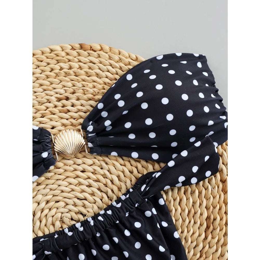Sexy Polka Dot Bikini 2025 Women Swimsuit Two Pieces Swimwear Female Thong Bikinis Set Summer Bathing Suits Brazilian Biquini