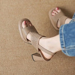 2026 Women's Thick Heel Sandals Summer Hollow Waterproof Platform High Heels Fish Mouth