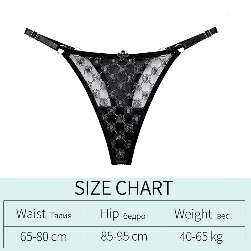 Thin Sexy Girls G String Thong Panties Women Briefs Flower Hollow Out Transparent Underwear Female Lingerie