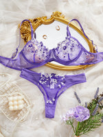 Fairy Bra Set Women Bralette 2-Piece Underwear Sets Floral Embroidery Steel Ring Bra And Panty Set