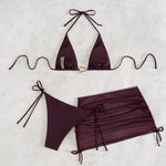 Sexy Wine Red String Bikini 2026 Women Three Pieces Swimsuit Brazilian Swimwear Female Beachwear Thong Bathing Suit Mini Biquini